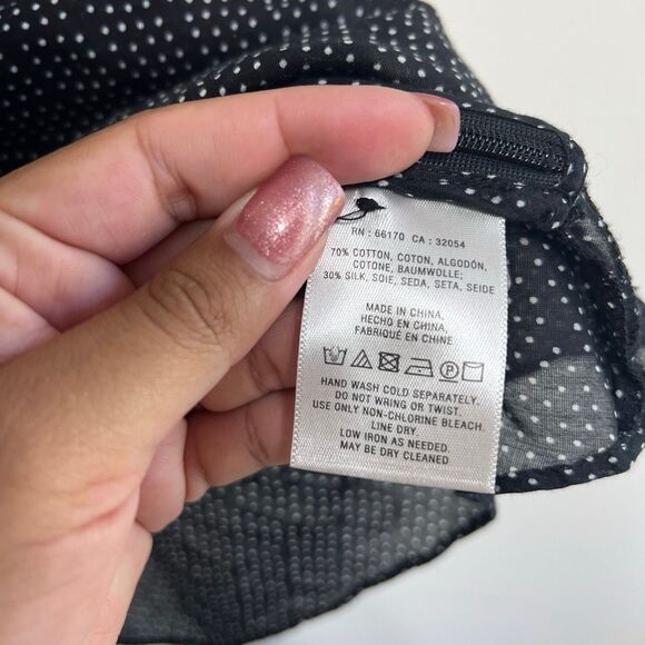 Anthropologie HD in Paris Black Polka Dot Peplum Blouse 8 Women - Picture 6 of 10